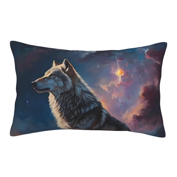 Lsque Night Sky Wolf Pattern Pillow Case – Soft & Cozy Throw Pillow Cover, Hypoallergenic Cushion Case for Sleeping Women with Envelope Closure-14"x20"