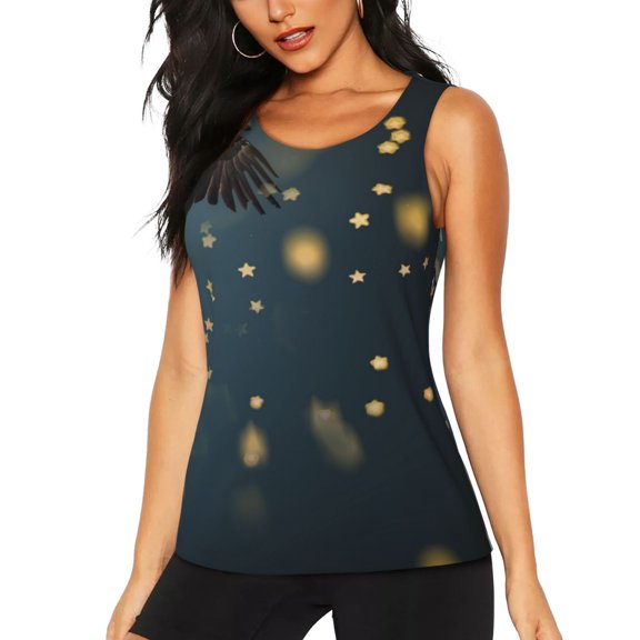 Lsque North American Bald Eagle Printed Workout Tank Tops for Women, Athletic Sports Tank Tops, Compression Sleeveless Dry Fit Shirts,Sleeveless Yoga Shirt-Small