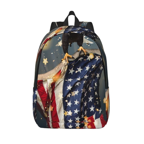 Lsque North American Bald Eagle1 Pattern Canvas Daypack, Durable Backpack, High-quality Versatile Backpack,Vintage Compact Backpack-Small