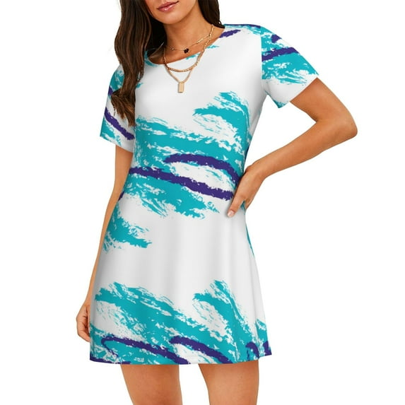 Lsque Northern Lights Pattern Nightgowns for Women Sleep Shirts Short Sleeve Nightshirt Pullover Nightdress Soft Sleepwear Relaxed Fit Nightdress