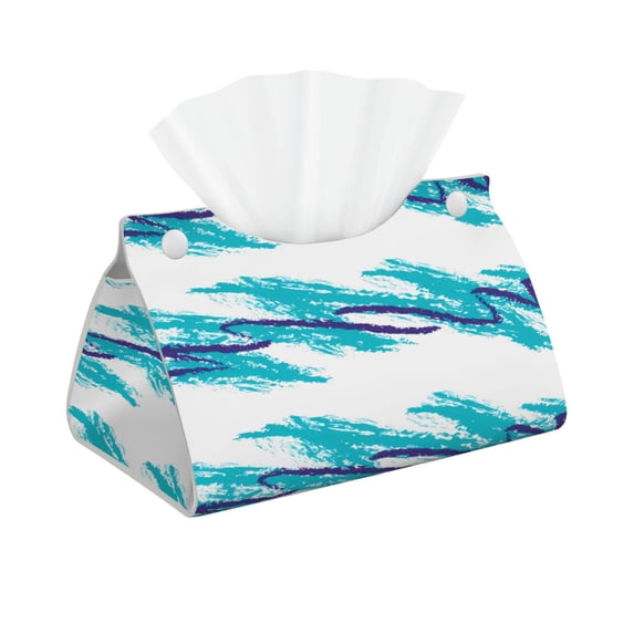 Lsque Northern Lights Printed Long Tissue Box Cover Holder, Facial Paper Organizer Dispenser,Triangle with Bottom Belt, PVC Leather Decorative Organizer