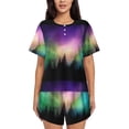 thumbnail image 1 of Lsque Northern Lights Women's Short-Sleeved Pajama Set - 2 Piece Soft and Lightweight Sleepwear Set-3X-Large, 1 of 9