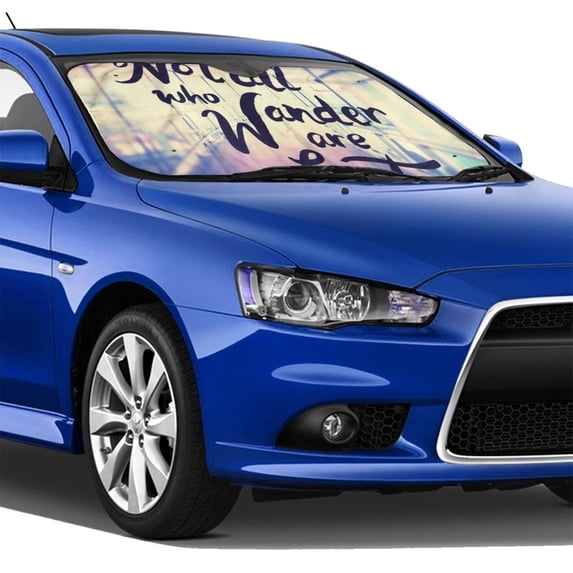 Lsque Not All Those Who Wander Are Lost Car Windshield Sun Shade | Accordion Folding Style Auto Shade for Car Truck SUV Van | Blocks UV Rays Sun Visor Protector | Small