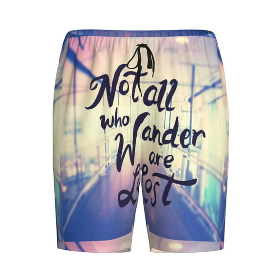 Lsque Not All Those Who Wander Are Lost Mens Sleep Pajama Shorts,Short Pajama Pants, Cotton Ultra-Soft Knit-Large