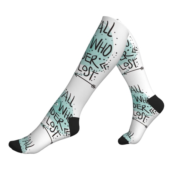 Lsque Not All Who Wander Are Lost1 Pattern Sport Compression Socks for Men & Women 15-20 mmHg Knee High Nurse Pregnant Running Medical and Travel Athletic