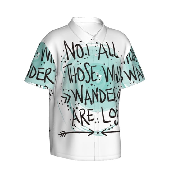 Lsque Not All Who Wander Are Lost1 pattern Hawaiian Shirt for Men, Unisex Summer Beach Casual Short Sleeve Button Down Shirts-XX-Large