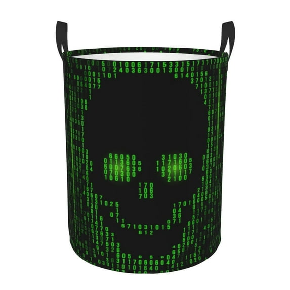 Lsque Numbers Skull Pattern Laundry Hamper Basket, Tall Woven Rope Hamper Basket for Clothes, Lightweight Storage Basket, Collapsible Waterproof-Small