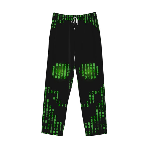 Lsque Numbers Skull Print Men's Pajama Pants, Lounge Pant - Comfortable Home Wear,Elastic Waistband, Stylish Design-XX-Large