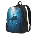 thumbnail image 1 of Lsque Ocean Dolphin Fish School Pattern Adult Backpack – Durable & Lightweight PU Canvas Storage Bag , 15” Laptop Compartment, and Multiple Pockets, 1 of 7