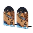 thumbnail image 1 of Lsque Ocean Scene with Noah's Ark Printed Wood Bookends,Non-Skid Bookend for Shelves,Heavy Duty Support Bookends,Non-Slip Foam Pads for Office, Home, and Library,1 Pair, 1 of 8