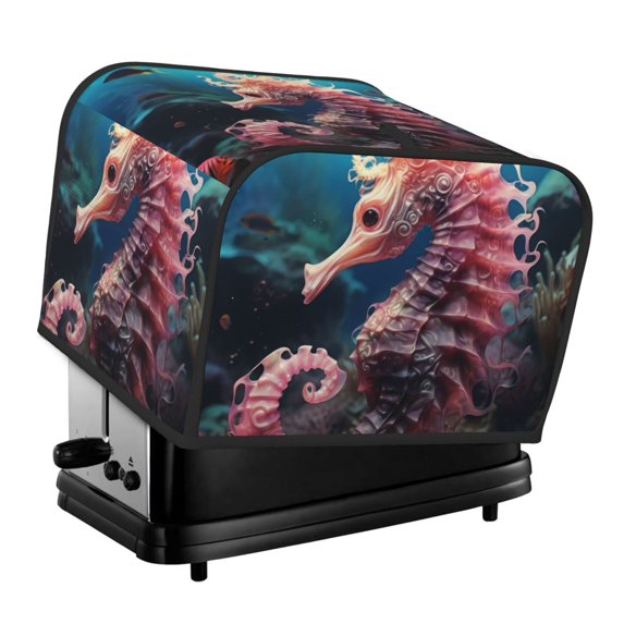 Lsque Ocean Seahorse Print 4 Slice Toaster Cover , Kitchen Appliance Dustproof Protector , Toaster Protector Dustproof Kitchen Appliance Cover
