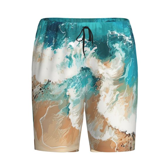 Lsque Ocean Wave Crash Mens Sleep Pajama Shorts,Short Pajama Pants, Cotton Ultra-Soft Knit-Medium