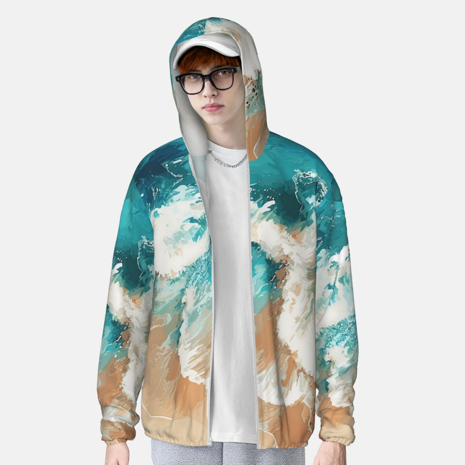 Lsque Ocean Wave Crash UPF 50+ Lightweight Sun Protection Men's Women's