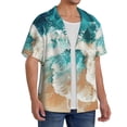 thumbnail image 1 of Lsque Ocean Wave Crash print Men's Cuban Collar Short Sleeve Shirt Summer Beachwear Casual Button Down Fashionable Vacation Leisure Shirt-Large, 1 of 7