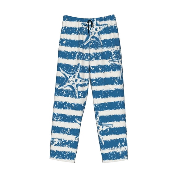 Lsque Ocean on Striped Print Men's Pajama Pants, Lounge Pant - Comfortable Home Wear,Elastic Waistband, Stylish Design-Medium