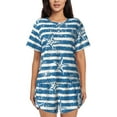 thumbnail image 1 of Lsque Ocean on Striped Women's Short-Sleeved Pajama Set - 2 Piece Soft and Lightweight Sleepwear Set-X-Large, 1 of 9