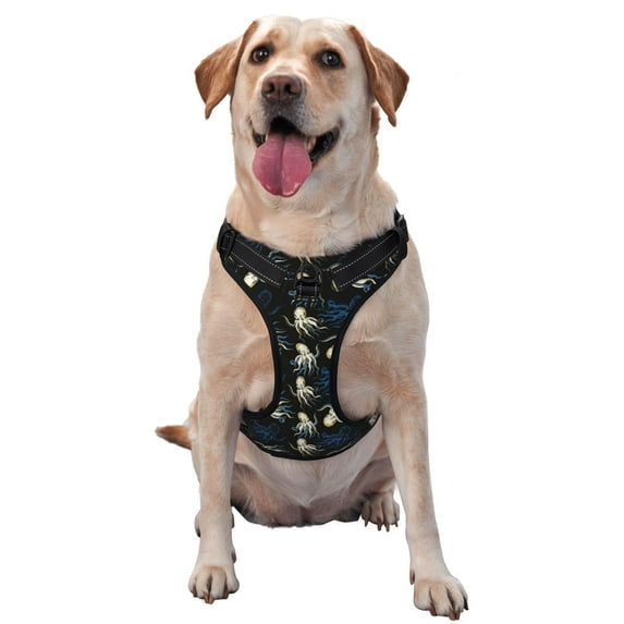 Lsque Octopus 1 Dog Harness, No-Pull Pet Harness with 2 Leash Clips, Adjustable Soft Padded Dog Vest with Easy Control Handle for Large Dogs-X-Large