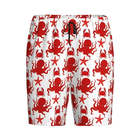Lsque Octopus Mens Sleep Pajama Shorts,Short Pajama Pants, Cotton Ultra-Soft Knit-Small