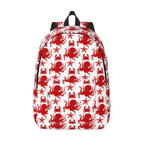 Lsque Octopus Pattern Canvas Daypack, Durable Backpack, High-quality Versatile Backpack,Vintage Compact Backpack-Medium