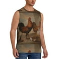 thumbnail image 1 of Lsque Oil Painting Chicken And Duck Print Men's Cotton Blend Sleeveless Muscle Shirts (S-3XL)- Moisture Wicking, Odor Protection, UPF 30+,X-Large, 1 of 8