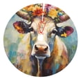 thumbnail image 1 of Lsque Oil Painting Flower Cow Print Christmas Tree Skirt, Tree Skirt with Ties or Velcro, Perfect for Holiday Decorations, Halloween, and New Year-48", 1 of 7