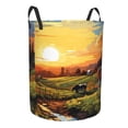 thumbnail image 1 of Lsque Oil Painting Style Pasture Cow pattern Laundry Hamper Basket, Tall Woven Rope Hamper Basket for Clothes, Lightweight Storage Basket, Collapsible Waterproof-Small, 1 of 8