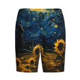 thumbnail image 1 of Lsque Oil Starry Sky Sunflower Mens Sleep Pajama Shorts,Short Pajama Pants, Cotton Ultra-Soft Knit-Small, 1 of 9