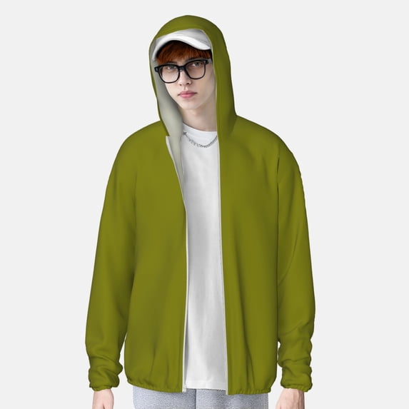 Lsque Olive UPF 50+ Lightweight Sun Protection Men's Women's Long Sleeve Shirt, Hoodie Performance -Small