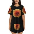 thumbnail image 1 of Lsque Orange Dalia Women's Short-Sleeved Pajama Set - 2 Piece Soft and Lightweight Sleepwear Set-X-Large, 1 of 9
