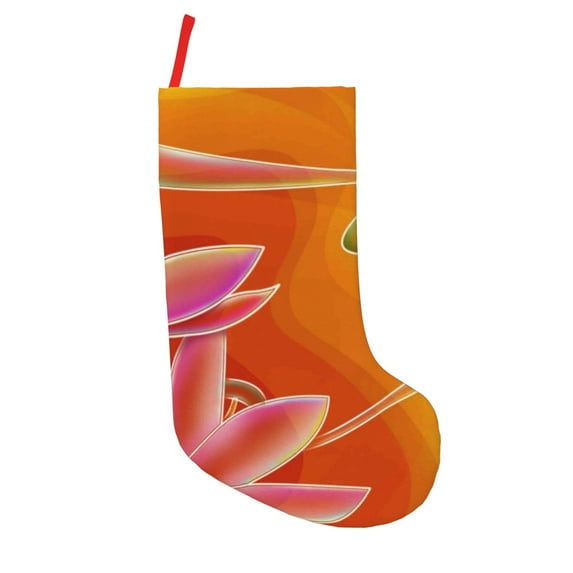 Lsque Orange Flower Psychedelic Pattern 18 Inch Christmas Stockings, Festive Holiday Stocking for Christmas Decorations Holiday Decor