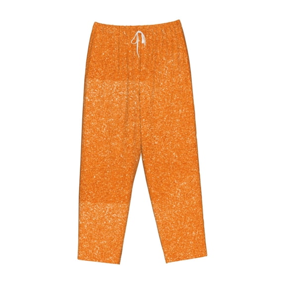 Lsque Orange Glitter2 Print Women's Pajama Pants, Lounge Pant - Comfortable Home Wear,Elastic Waistband, Stylish Design-X-Large