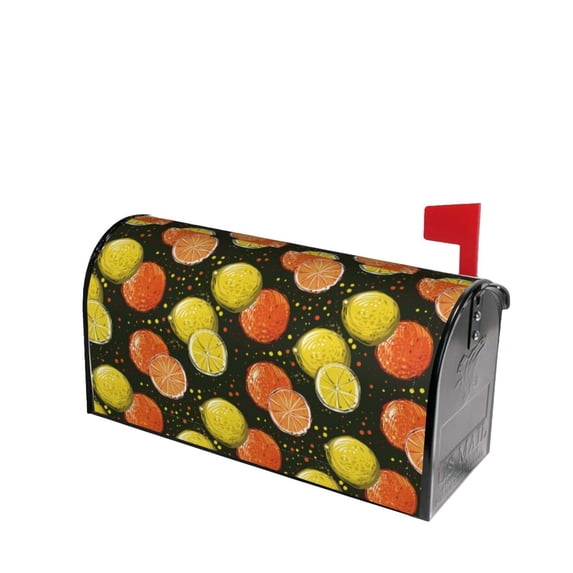 Lsque Orange Lemon Mailbox Cover Standard Size ,Magnetic Mailbox Covers Post Wraps Letter Box Cover -21x18 in