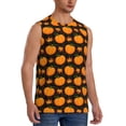 thumbnail image 1 of Lsque Orange Pumpkin And Autumn Maple Print Men's Cotton Blend Sleeveless Muscle Shirts (S-3XL)- Moisture Wicking, Odor Protection, UPF 30+,3X-Large, 1 of 8