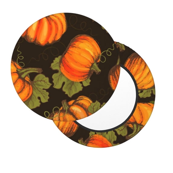 Lsque Orange Pumpkin Round Bar chair cushion covers Velvet Fabric Premium Comfort Protects from Scratches and Stains for 14-17 Inch Chair- 14 inch