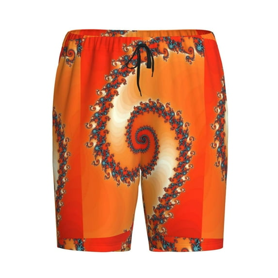 Lsque Orange Rotating Mens Sleep Pajama Shorts,Short Pajama Pants, Cotton Ultra-Soft Knit-X-Large