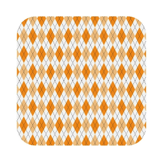 Lsque Orange argyle Pattern 4" Drink Coasters Set of 6, Leather Absorbent Coasters, Table Coaster Set Decorative Coffee Cup Coasters Housewarming Gift,Square