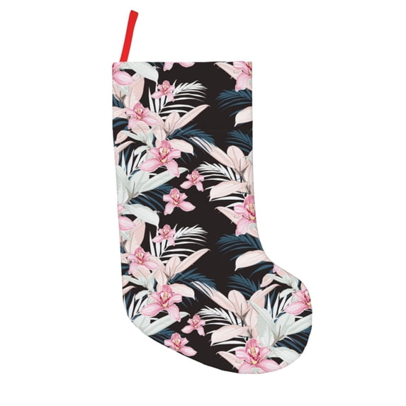 Lsque Orchids Flowers Pattern 18 Inch Christmas Stockings, Festive Holiday Stocking for Christmas Decorations Holiday Decor