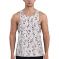 thumbnail image 1 of Lsque Orchids Flowers Pattern Mens Tank Tops Muscle Athletic Quick Dry Sleeveless Workout Fitness T Shirts Beach Tank Top, Loose-fit Sleeveless Shirt for Men-Medium, 1 of 7