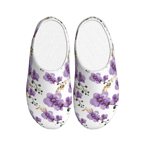 Lsque Orchids Flowers Pattern Womens Comfort Cotton on Scuff With Memory Foam and Anti-skid Sole Slipper-35/36
