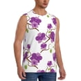 thumbnail image 1 of Lsque Orchids Flowers Print Men's Cotton Blend Sleeveless Muscle Shirts (S-3XL)- Moisture Wicking, Odor Protection, UPF 30+,Small, 1 of 8