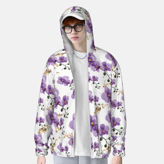 Lsque Orchids Flowers UPF 50+ Lightweight Sun Protection Men's Women's Long Sleeve Shirt, Hoodie Performance -