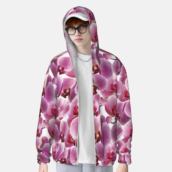 Lsque Orchids Flowers UPF 50+ Lightweight Sun Protection Men's Women's Long Sleeve Shirt, Hoodie Performance -XX-Large