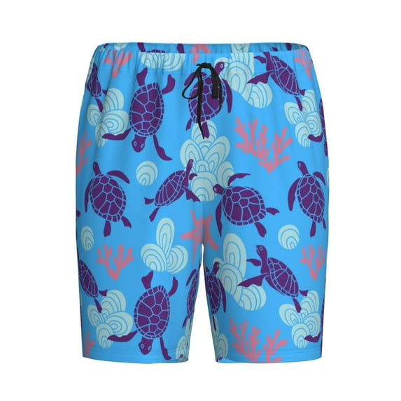 Lsque Ornamental Turtles Mens Sleep Pajama Shorts,Short Pajama Pants, Cotton Ultra-Soft Knit-Small