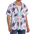 thumbnail image 1 of Lsque Ornamental Turtles print Men's Cuban Collar Short Sleeve Shirt Summer Beachwear Casual Button Down Fashionable Vacation Leisure Shirt-XX-Large, 1 of 7