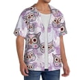thumbnail image 1 of Lsque Owl And Floral print Men's Cuban Collar Short Sleeve Shirt Summer Beachwear Casual Button Down Fashionable Vacation Leisure Shirt-3X-Large, 1 of 7