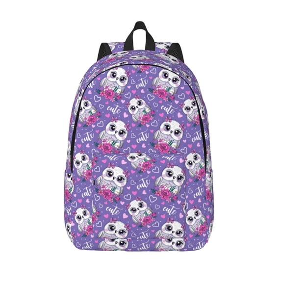 Lsque Owl And Flowers Pattern Canvas Daypack, Durable Backpack, High-quality Versatile Backpack,Vintage Compact Backpack-Medium