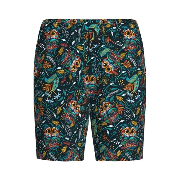 Lsque Owl Doodle Mens Sleep Pajama Shorts,Short Pajama Pants, Cotton Ultra-Soft Knit-3X-Large