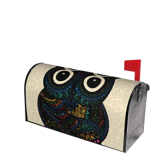 Lsque Owl with Mandala Mailbox Cover Standard Size ,Magnetic Mailbox Covers Post Wraps Letter Box Cover -25.5x21 in
