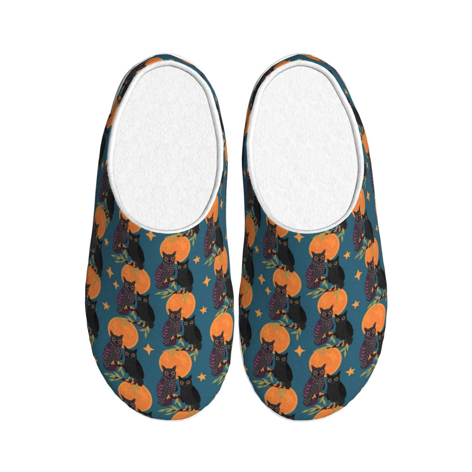 Lsque Owls In Cartoon Style Pattern Womens Comfort Cotton on Scuff With ...