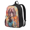 thumbnail image 1 of Lsque Painted Flower Puppy Pattern Adult Backpack – Durable & Lightweight PU Canvas Storage Bag , 15” Laptop Compartment, and Multiple Pockets, 1 of 7